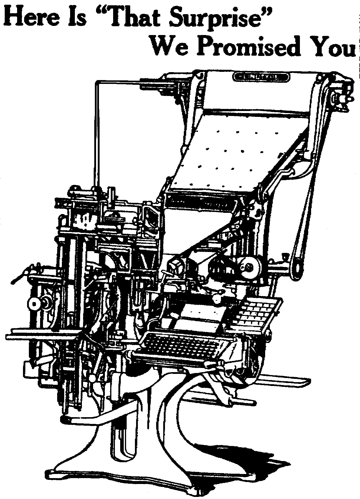 Linedrawing of a Model 5 Linotype
