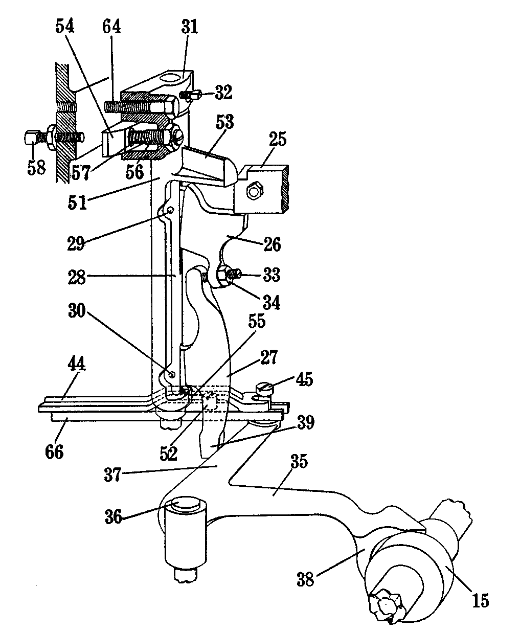 Line drawing of the starting and stopping mechanism.